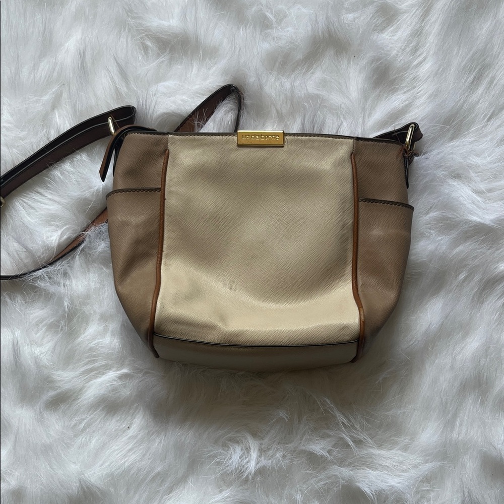 Liz Claiborne Cream and Brown Crossbody Bag